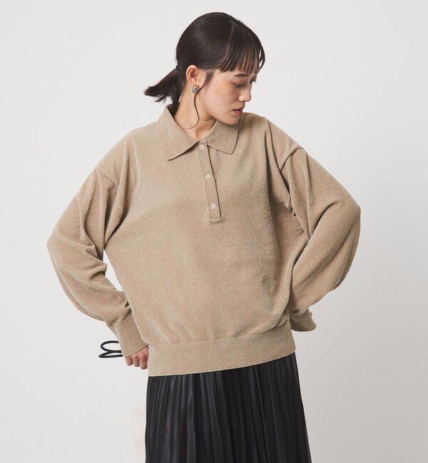 UNITED ARROWS green label relaxing「モールヤーン ポロニット プルオーバー ウォッシャブル」|ニット・セーター|BEIGE