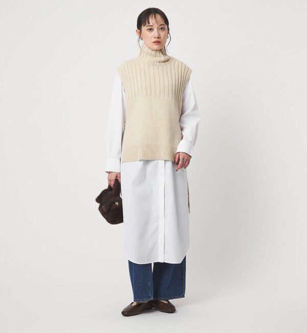 UNITED ARROWS green label relaxing「ニット ベスト &times; シャツ ワンピース セット」|ワンピース|OFF WHITE