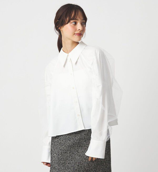 EMMEL REFINES「＜EMMEL REFINES＞EM チュールレイヤー ミニエリ シャツ」|シャツ・ブラウス|
