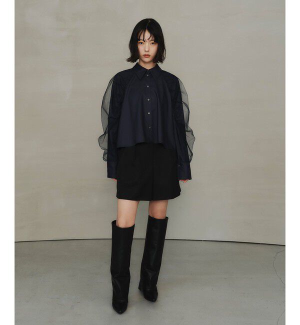 EMMEL REFINES「＜EMMEL REFINES＞EM チュールレイヤー ミニエリ シャツ」|シャツ・ブラウス|