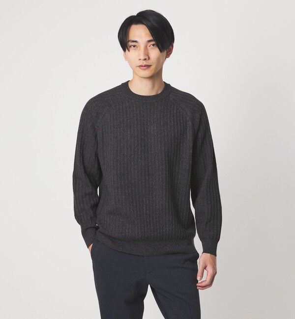 UNITED ARROWS green label relaxing「シルク ミックス リブ クルーネック ニット」|ニット・セーター|