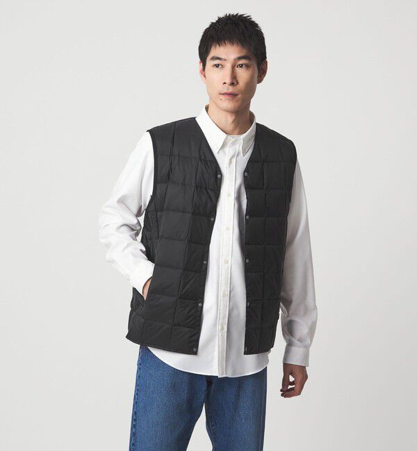 UNITED ARROWS green label relaxing「＜TAION＞Vネック ボタン ベスト」|ダウンベスト・ベスト|BLACK