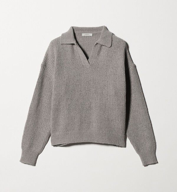 UNITED ARROWS green label relaxing「テープヤーン スキッパー プルオーバー ニット ウォッシャブル」|ニット・セーター|MD.GRAY