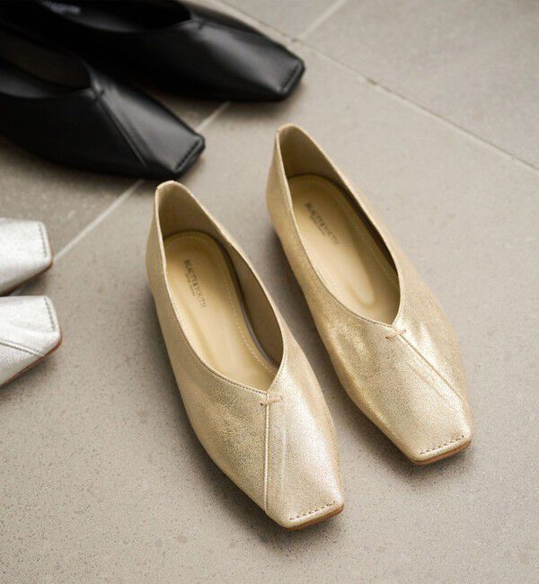BEAUTY&YOUTH UNITED ARROWS「Vカットステッチ フラットシューズ」|バレエシューズ|GOLD