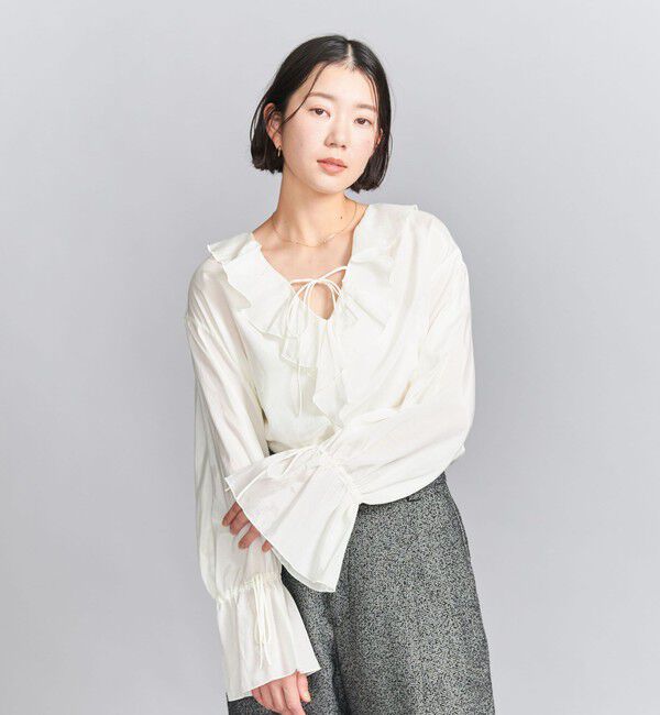 BEAUTY&YOUTH UNITED ARROWS「レーヨンコットンローン ラッフルシャツ」|シャツ・ブラウス|OFF WHITE