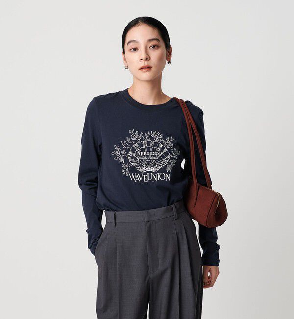 BEAUTY&YOUTH UNITED ARROWS「【別注】＜WAVE UNION＞プリントロングスリーブTシャツ」|Tシャツ・カットソー|NAVY