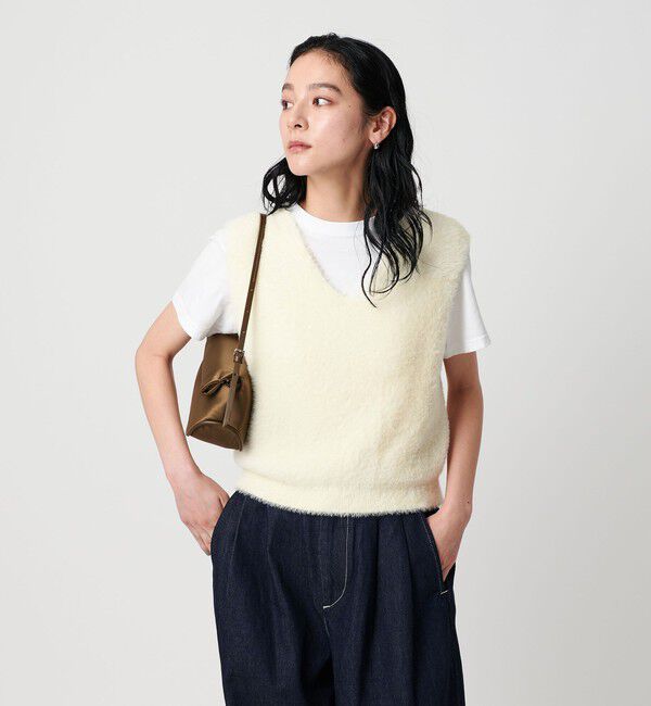 BEAUTY&YOUTH UNITED ARROWS「シャギーVネック ニットベスト」|ベスト・ジレ|OFF WHITE