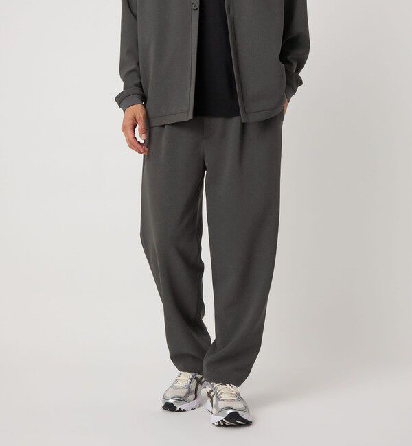 BEAUTY&YOUTH UNITED ARROWS「DUAL PACK 2.0 1プリーツ テーパード イージーパンツ -セットアップ対応 ウォッシャブル マルチ機能-」|チノ|DK.GRAY