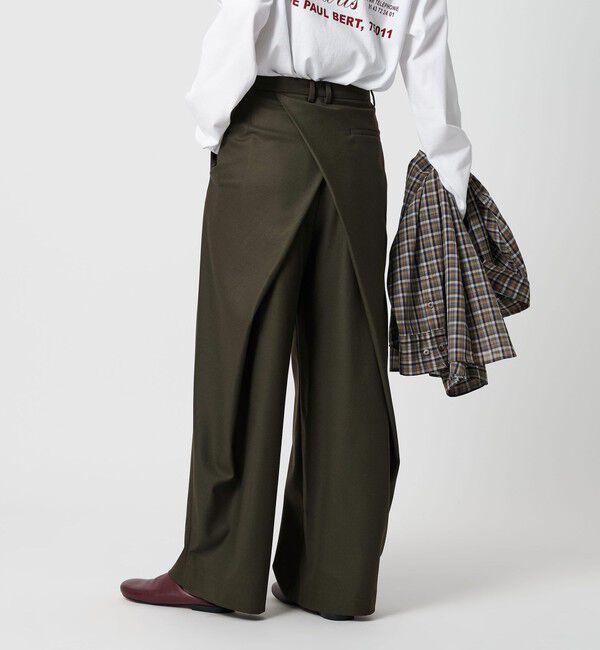 BEAUTY&YOUTH UNITED ARROWS「バックラップ タックワイドパンツ -ウォッシャブル-」|スラックス|