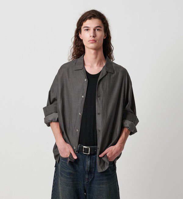 MONKEY TIME「キュプラ コットン オープンカラー シャツ」|シャツ・ブラウス|