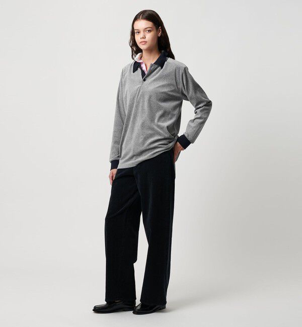 ATTISESSION「＜ATTISESSION＞ベロア ポロシャツ」|ポロシャツ|MD.GRAY