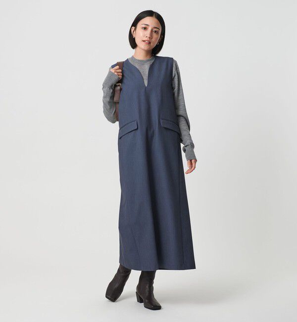 BEAUTY&YOUTH UNITED ARROWS「【WEB限定】ドレープツイル キーネックワンピース ウォッシャブル」|ワンピース|