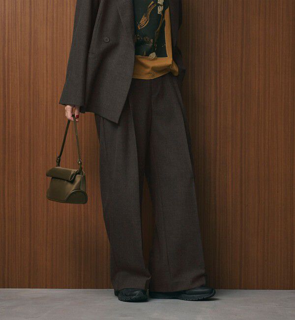 BEAUTY&YOUTH UNITED ARROWS「【WEB限定 Wardrobe DAILY MINIMAL】ウールライクメランジ ワイドパンツ ウォッシャブル」|スラックス|
