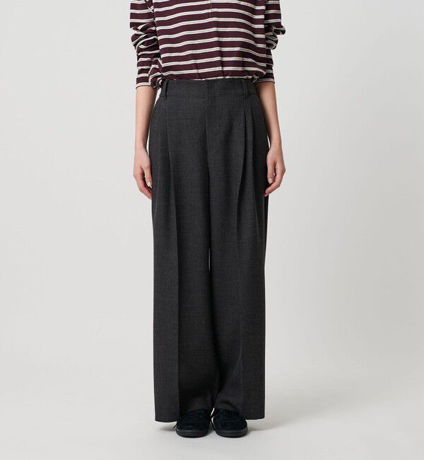 BEAUTY&YOUTH UNITED ARROWS「【WEB限定 Wardrobe DAILY MINIMAL】ウールライクメランジ ワイドパンツ ウォッシャブル」|スラックス|