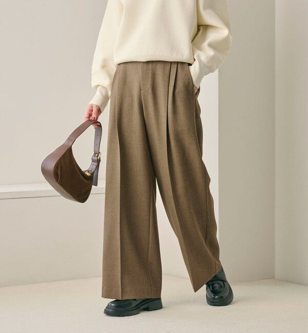 BEAUTY&YOUTH UNITED ARROWS「【WEB限定 Wardrobe DAILY MINIMAL】ウールライクメランジ ワイドパンツ ウォッシャブル」|スラックス|