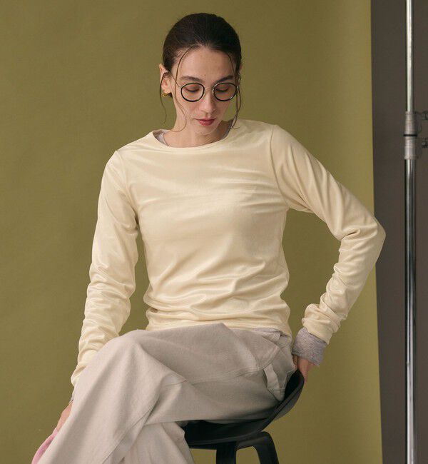 BEAUTY&YOUTH UNITED ARROWS「ポリエステルブレンド ベロアロングスリーブ Tシャツ」|Tシャツ・カットソー|