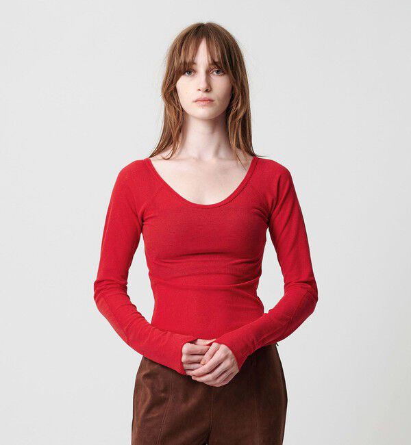 ATTISESSION「＜ATTISESSION＞ワッフル ローカットネック トップス」|Tシャツ・カットソー|