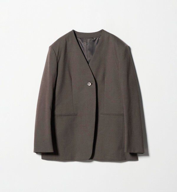 BEAUTY&YOUTH UNITED ARROWS「ポリエステルレーヨン ノーカラー1ボタンジャケット」|ノーカラージャケット|