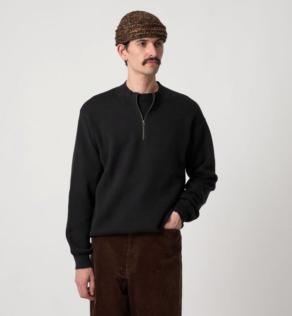 STEVEN ALAN「＜Steven Alan＞ CTN/CA ハーフ ジップ スタンドネック ニット」|ニット・セーター|