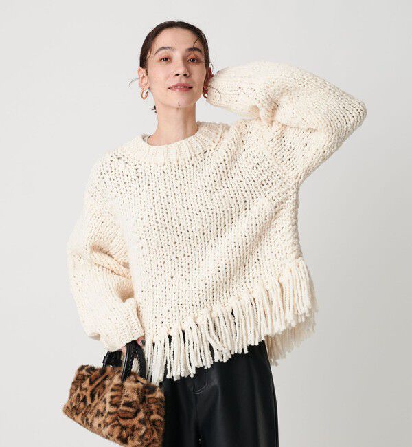 BEAUTY&YOUTH UNITED ARROWS「【別注】＜IRONING＞フリンジ ニットプルオーバー」|ニット・セーター|