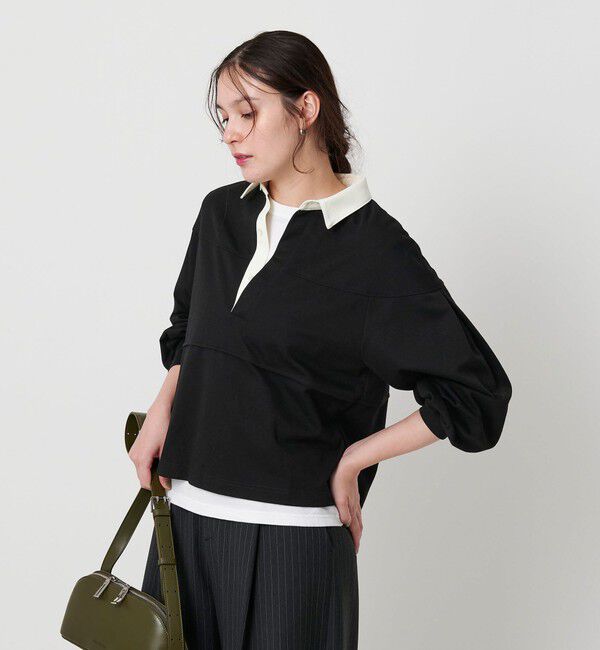 BEAUTY&YOUTH UNITED ARROWS「【WEB限定】タックボリュームスリーブ ラガーシャツ」|Tシャツ・カットソー|BLACK