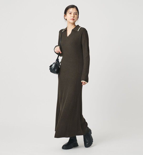 BEAUTY&YOUTH UNITED ARROWS「ウールポリエステルブレンド メランジ リブニットワンピース」|ワンピース|