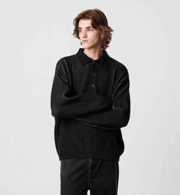 MONKEY TIME「ループヤーン プレーティング ポロシャツ」|ニット・セーター|