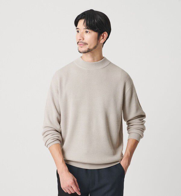 BEAUTY&YOUTH UNITED ARROWS「【WEB限定 WARDROBE SMART】マシーンウォッシャブル ウールミックス アゼ モックネック」|ニット・セーター|