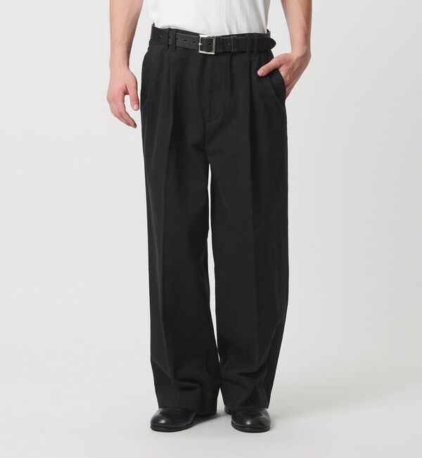 MONKEY TIME「エイジレス デニム 2P ワイド ストレート パンツ」|チノ|BLACK