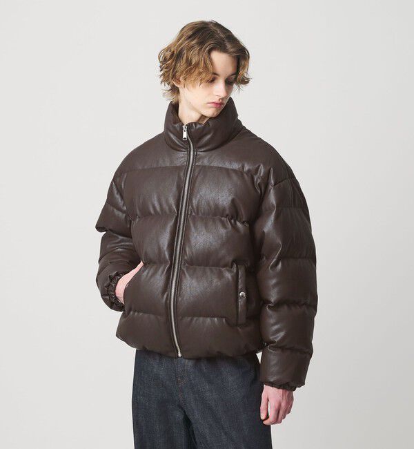 MONKEY TIME「レザーライク ダウン ジャケット」|その他|DK.BROWN