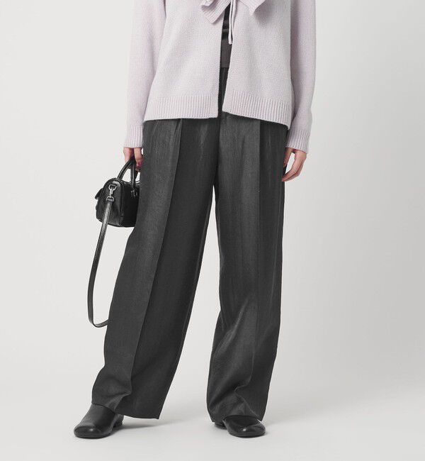 BEAUTY&YOUTH UNITED ARROWS「レーヨンブレンド グロス カーブパンツ」|チノ|BLACK