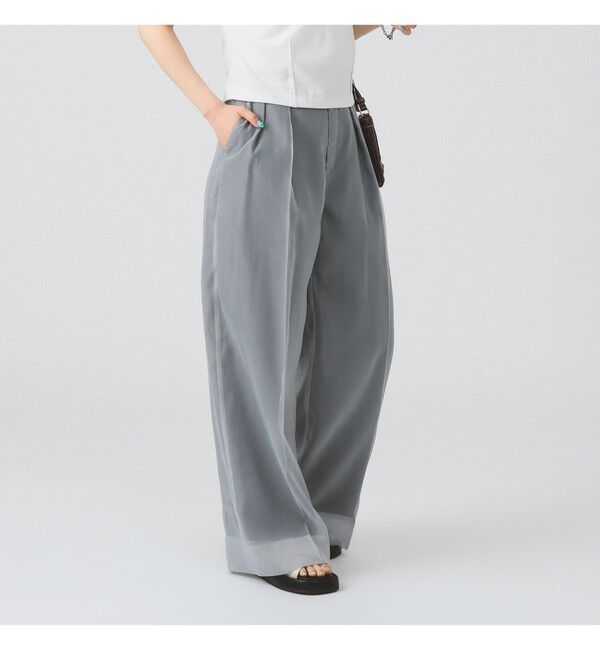 Ray BEAMS 「シアー レイヤード ワイド パンツ」|チノ|GREY