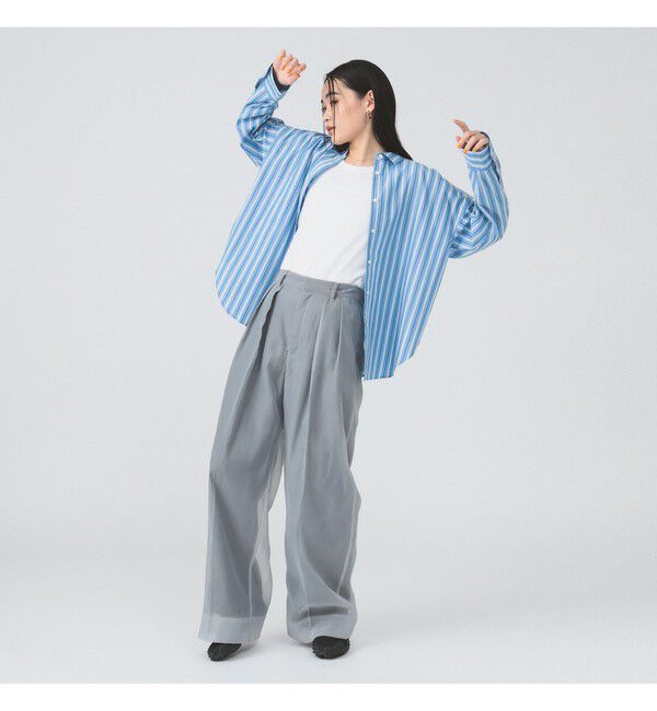 Ray BEAMS 「シアー レイヤード ワイド パンツ」|チノ|