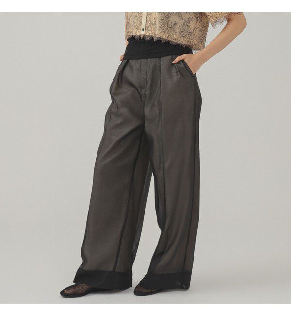 Ray BEAMS 「シアー レイヤード ワイド パンツ」|チノ|