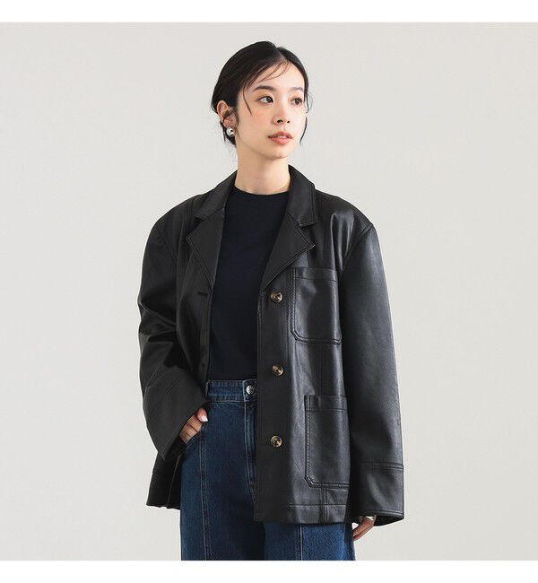 Demi-Luxe BEAMS 「BAUM UND PFERDGARTEN / フェイクレザー 3ポケット ジャケット」|ダッフルコート|