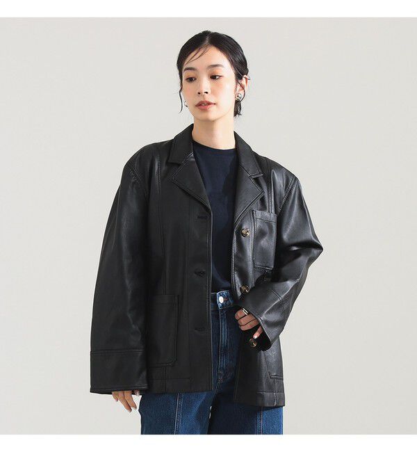 Demi-Luxe BEAMS 「BAUM UND PFERDGARTEN / フェイクレザー 3ポケット ジャケット」|ダッフルコート|