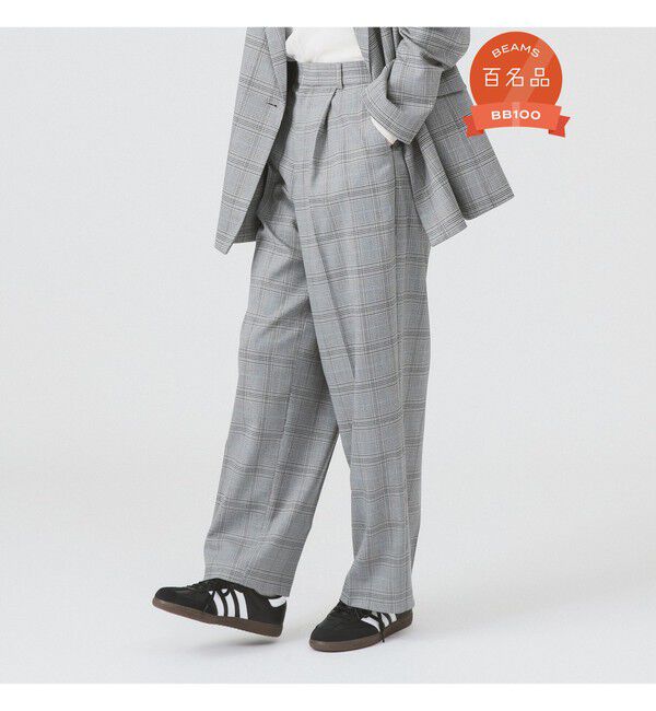 Ray BEAMS 「チェック タック パンツ」|チノ|GREY