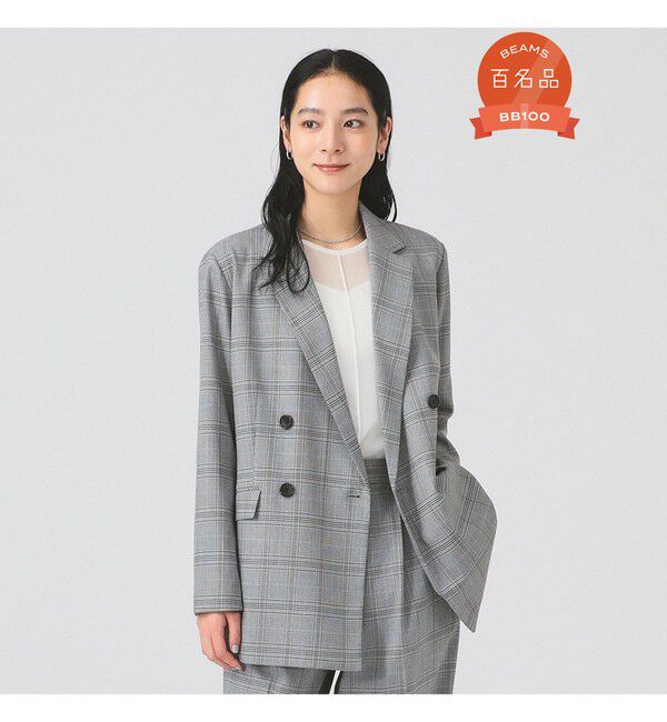 Ray BEAMS 「チェック 4ボタン W ジャケット」|テーラードジャケット|GREY