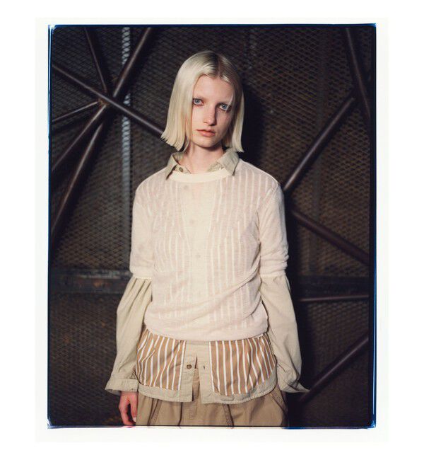 BEAMSBOY「maturely / ストライプ アンド ソリッド カットオフ ロングスリーブ シャツ」|シャツ・ブラウス|