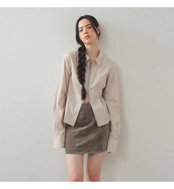Ray BEAMS 「ストライプ ジップ シャツ」|シャツ・ブラウス|