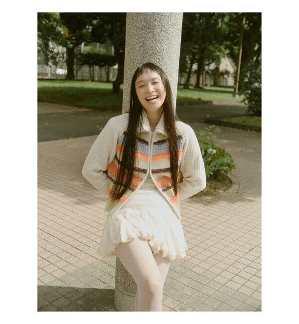 Ray BEAMS 「【別注】BOUSSOLE / ボーダージップ ニット カーディガン」|ニット・セーター|OFF_WHITE