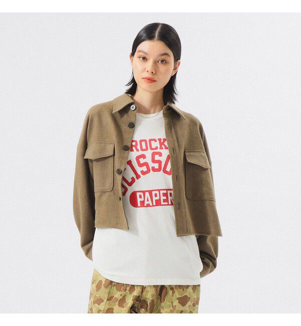 BEAMSBOY「ショート ヘリンボーン CPO ジャケット」|ブルゾン・スタジャン|BROWN