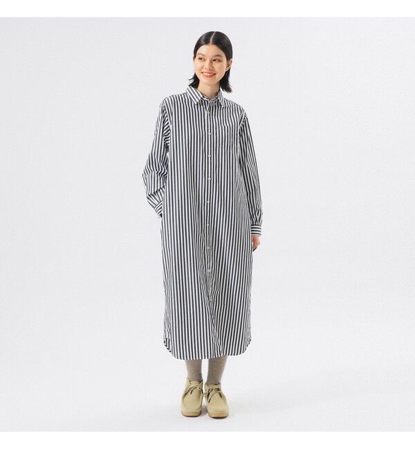 BEAMSBOY「ストライプ BD ワンピース ロングスリーブ」|ワンピース|
