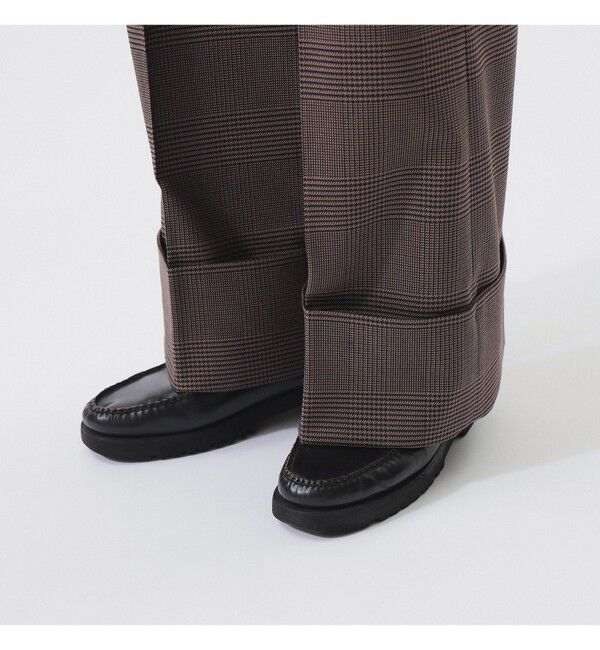 BEAMSBOY「チェック ロング ダブルヘム スラックス」|スラックス|