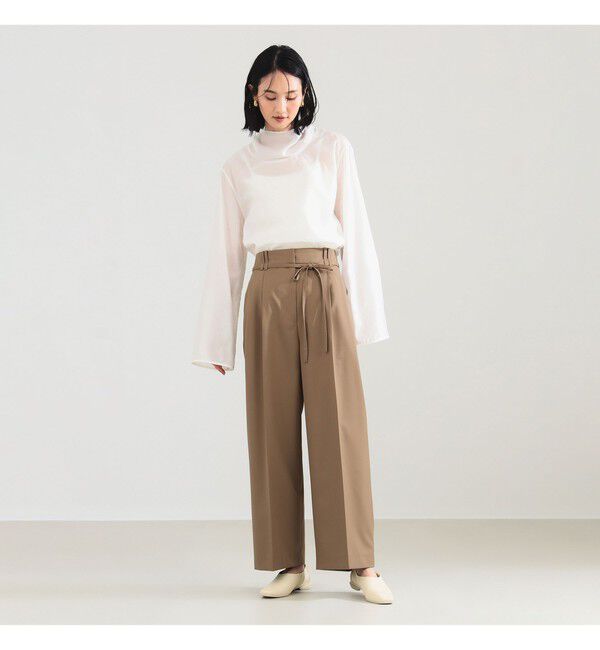 Demi-Luxe BEAMS 「ポリエステル ウール 2ループ ワイドパンツ」|チノ|