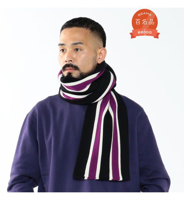 BEAMS PLUS「ENGLISH TRADITION &times; BEAMS PLUS / 別注 スクールマフラー」|マフラー|BLK*WHT*PPL