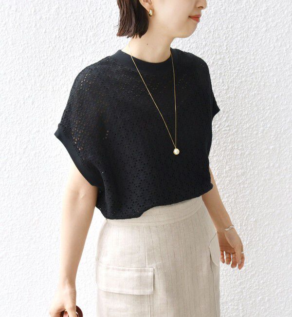 SHIPS for women「【WEB限定】〈手洗い可能〉アイレット クルーネック プルオーバー」|Tシャツ・カットソー|