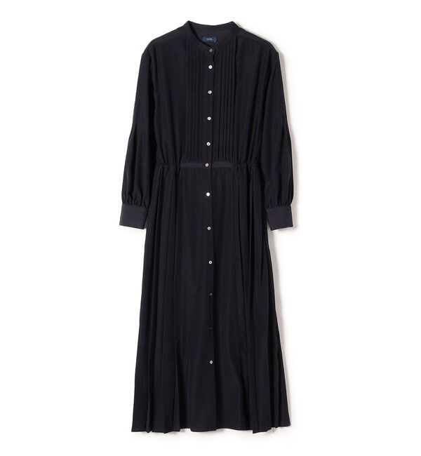 SHIPS for women「【WEB限定】〈手洗い可能〉ドット / 花柄 バンドカラー サイド プリーツ ワンピース」|ワンピース|