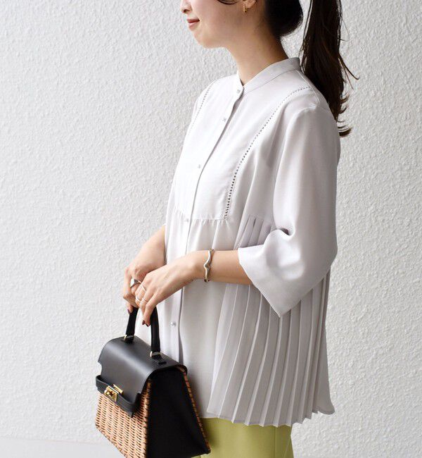 SHIPS for women「《一部追加予約》【WEB限定】〈手洗い可能〉ストレッチ ジョーゼット プリーツ ブラウス」|シャツ・ブラウス|