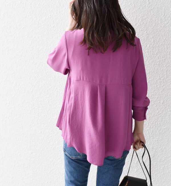 SHIPS for women「《一部追加予約》【WEB限定】〈手洗い可能〉ストレッチ ジョーゼット プリーツ ブラウス」|シャツ・ブラウス|